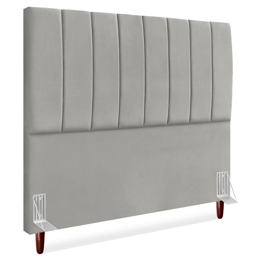Cabeceira Queen 160 Cm Com Frame Carla Suede Cinza Claro Artte