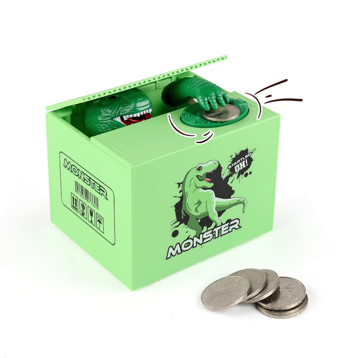 Anime Piggy Bank Dinosaurs Green Monsters Para Crianças