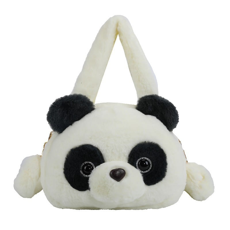 Bolsa Mensageiro Pandas Cute Plush Anime Kids Com Alça De Ombro