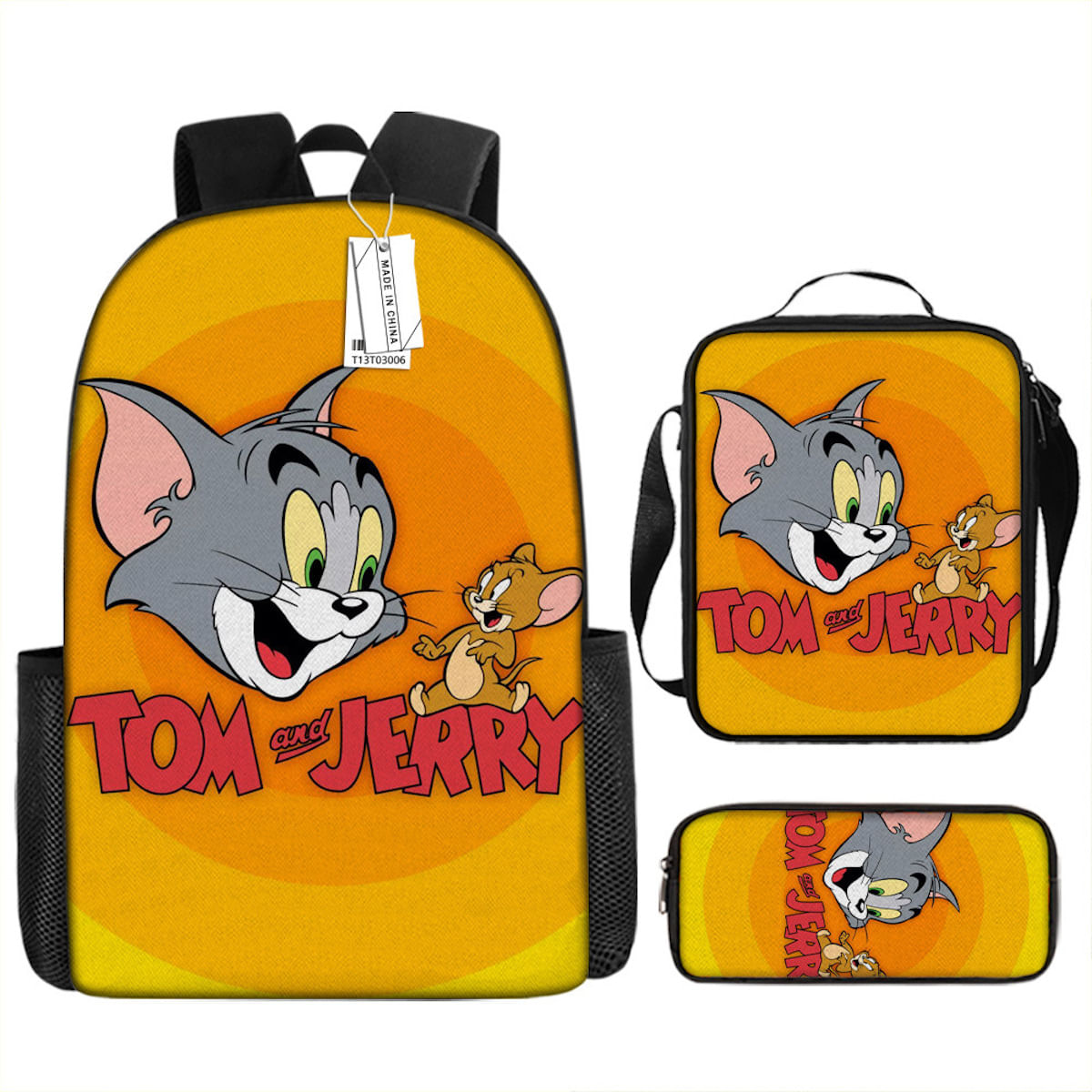 Conjunto De 3 Peças De Mochila Escolar Tom And Jerry Cartoon Para Crianças