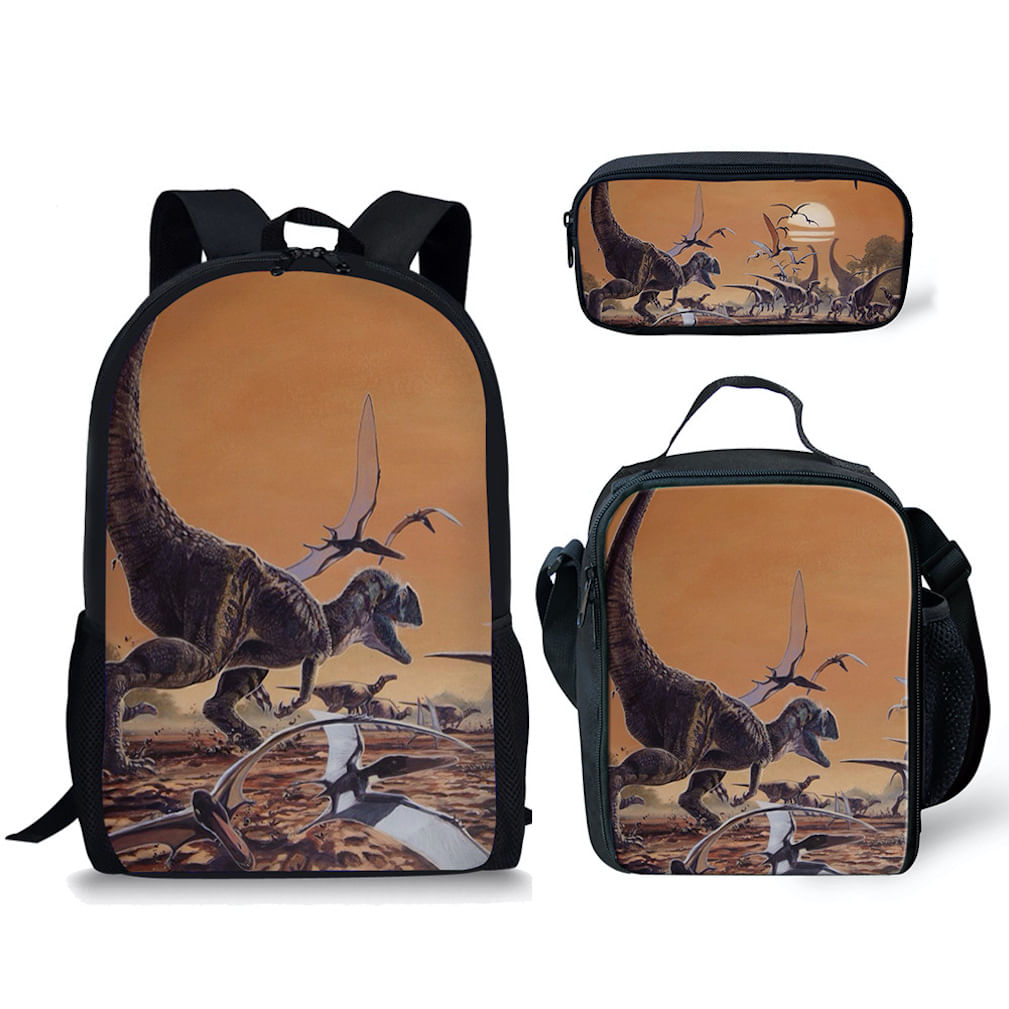 Conjunto De Mochilas Dinosaur Casual Sacola Para Crianças Em Poliéster