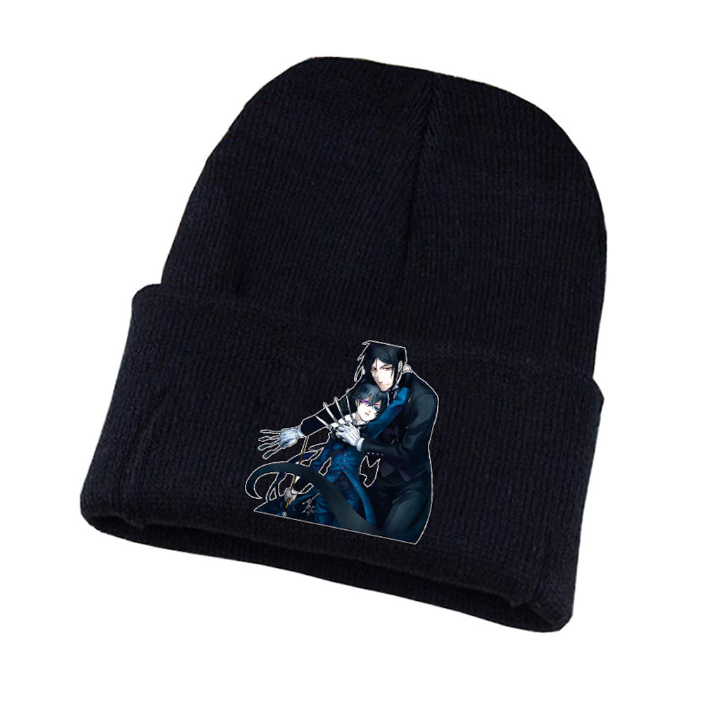 Chapéu De Malha Preto Butlers Anime Winter Warm Beanie 20x28cm