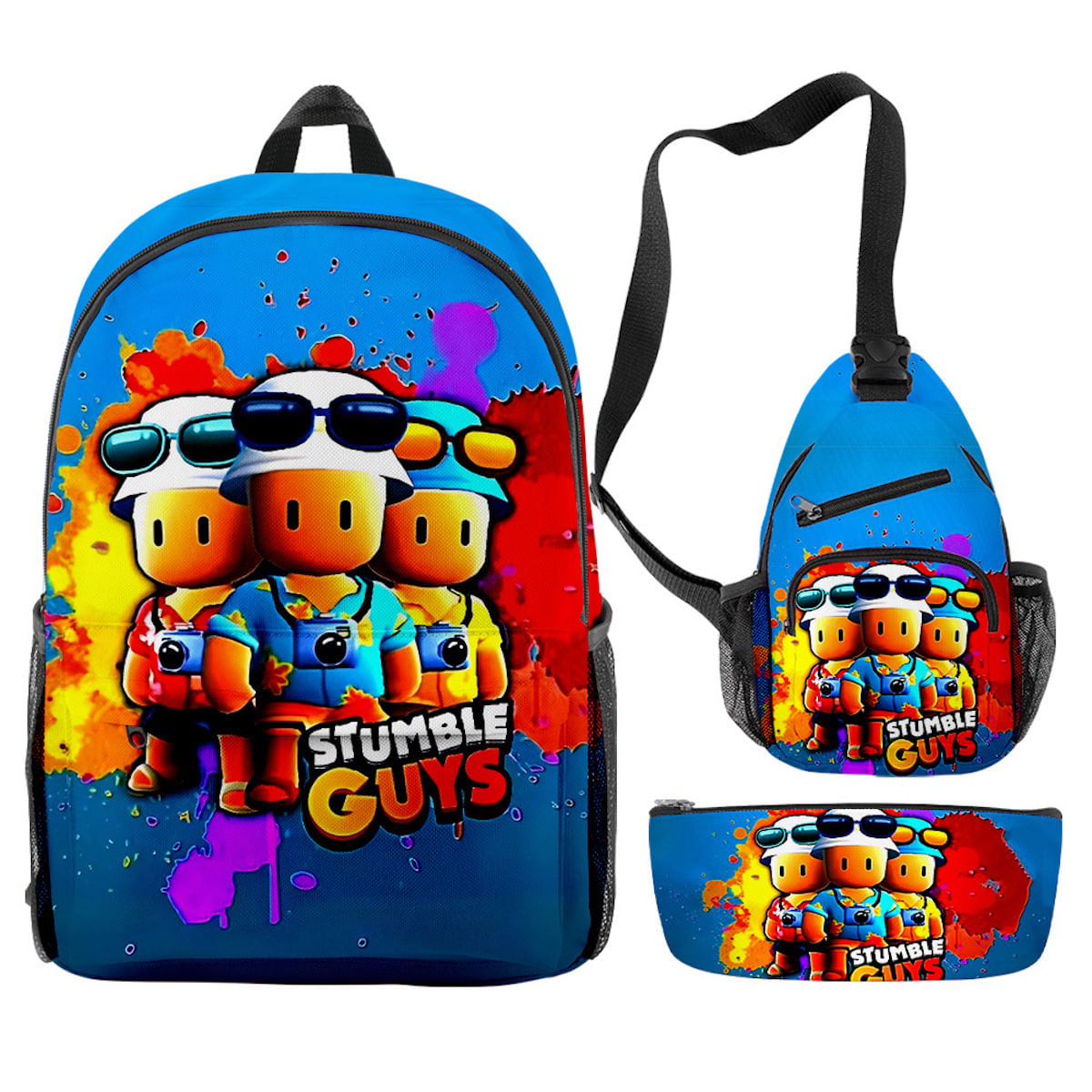 Conjunto De Mochilas Stumble Guyss Anime, 3 Peças Para Mochila Escolar Infantil