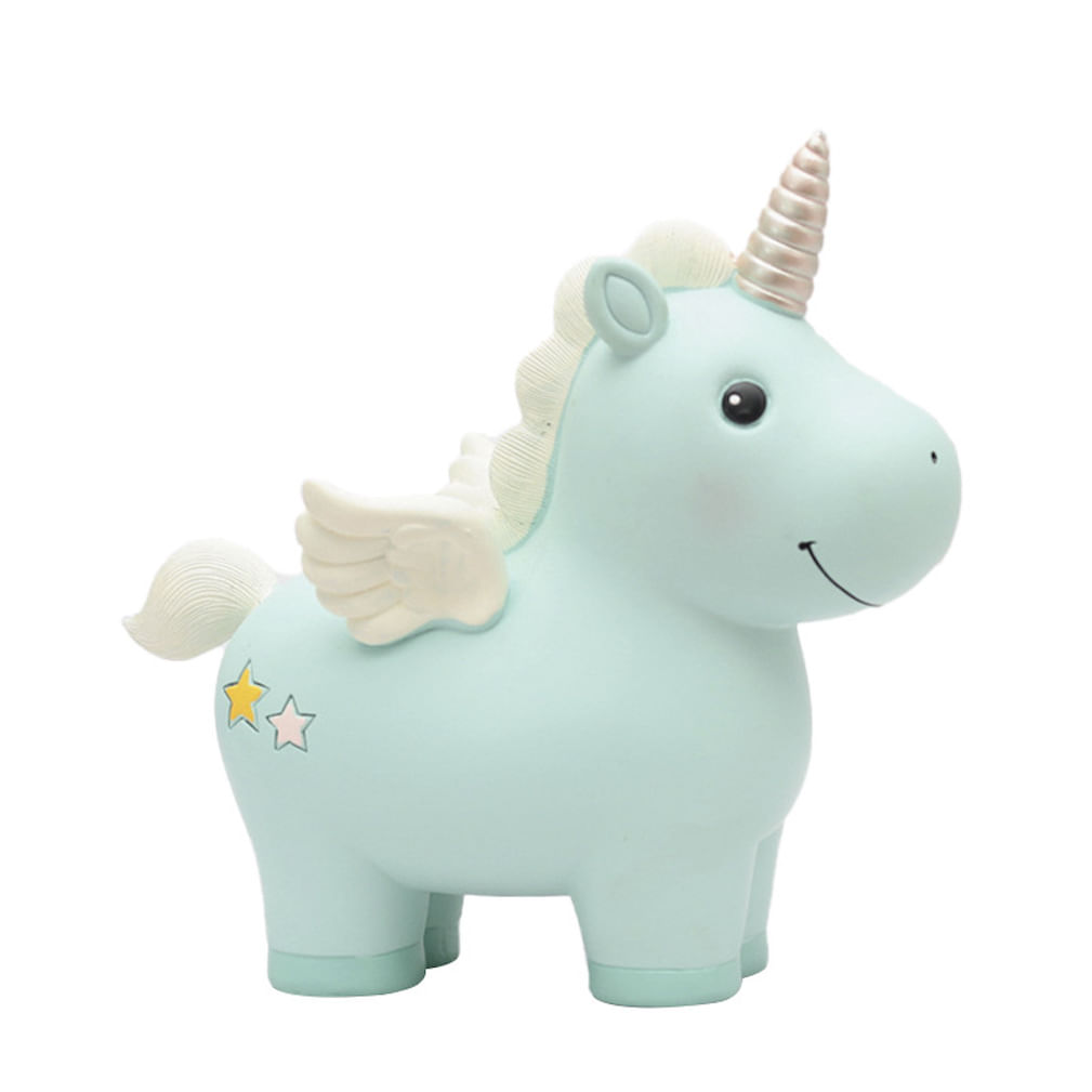 Unicórnio De Resina Piggy Bank Para Crianças 17x9x19cm 350g