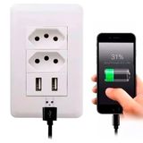 Tomada Usb Parede Universal Branco Dupla Bivolt