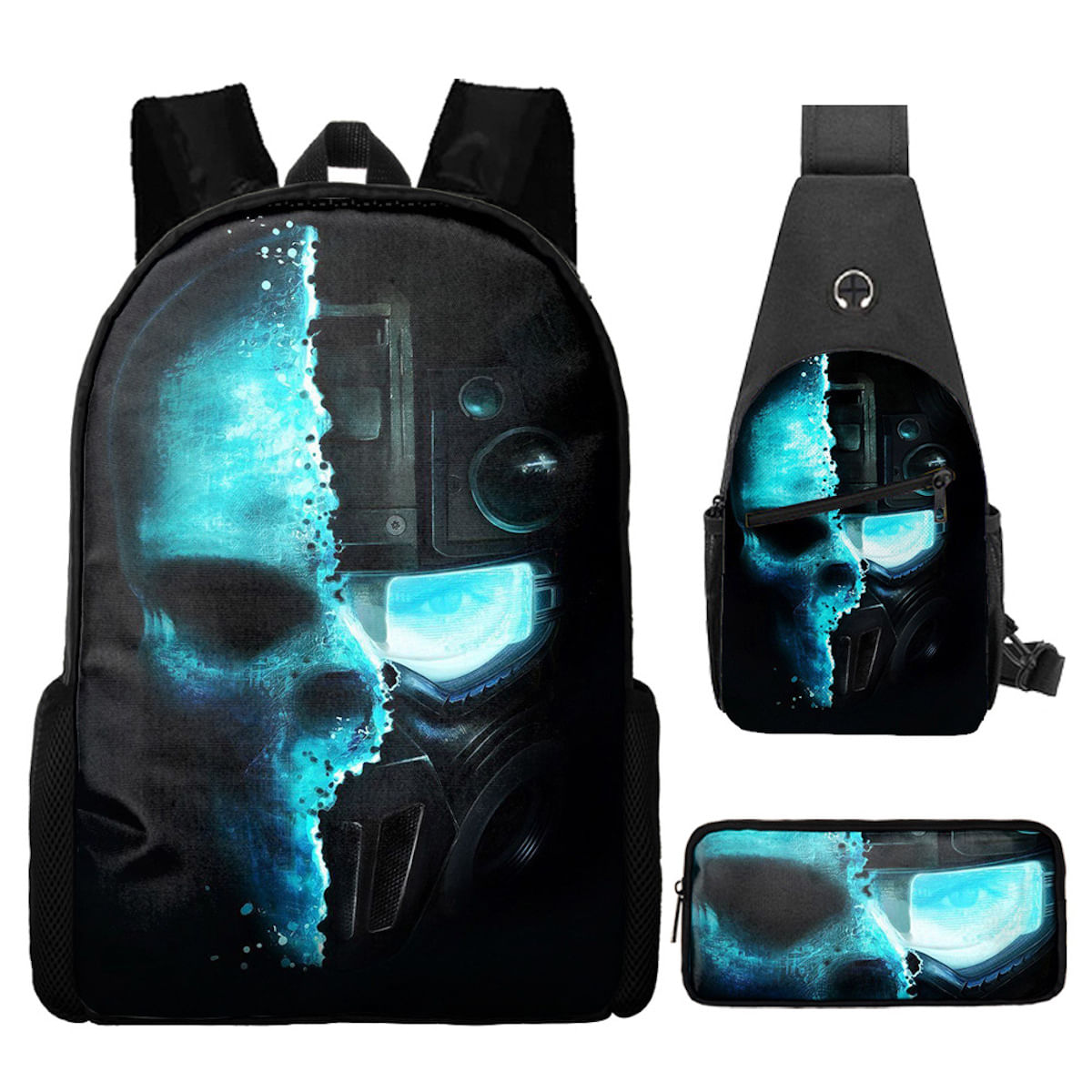 Conjunto De Mochilas Horror Skull School De 3 Peças Para Crianças