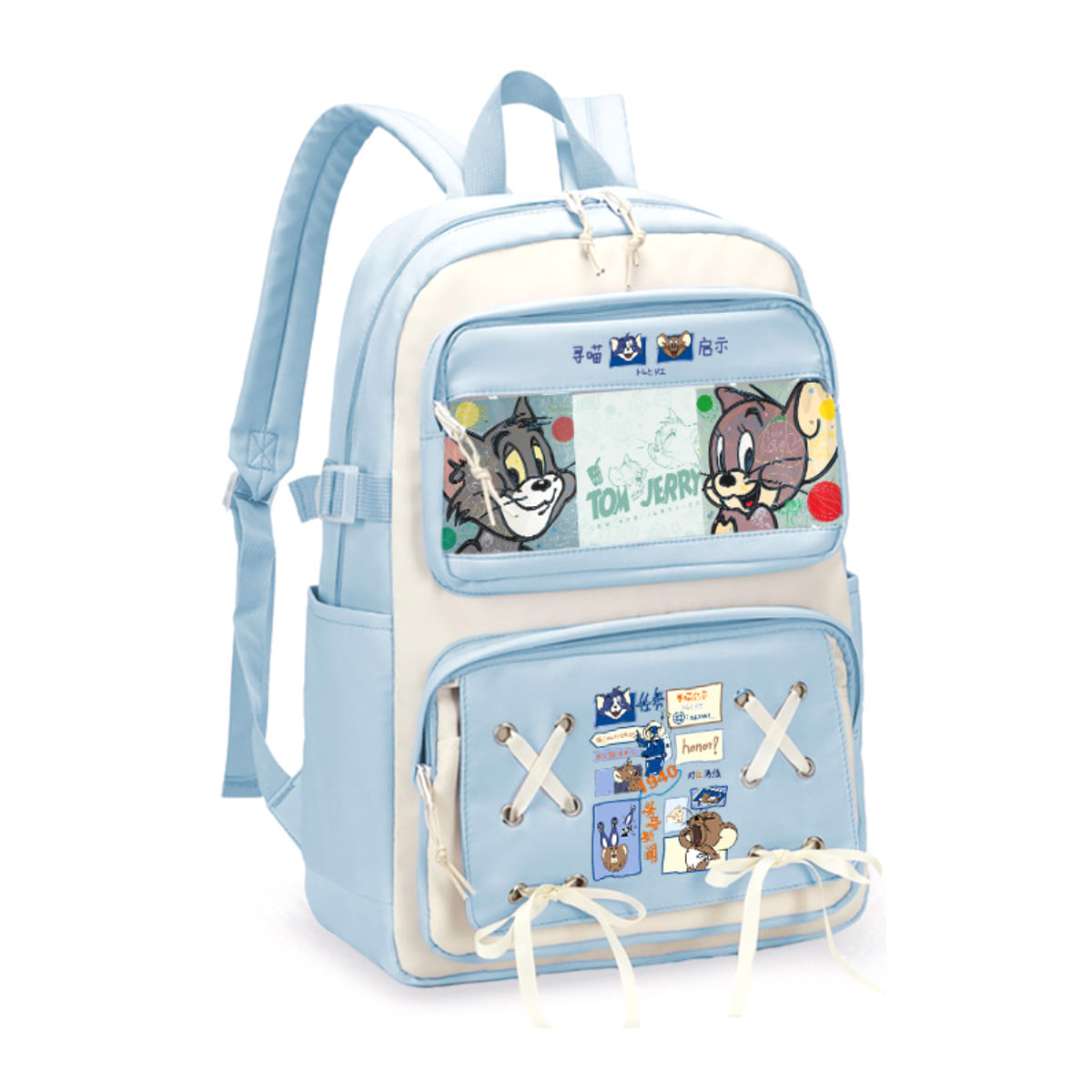 Mochila Escolar Tom And Jerry Cartoon Kids Nylon 32x18x48cm