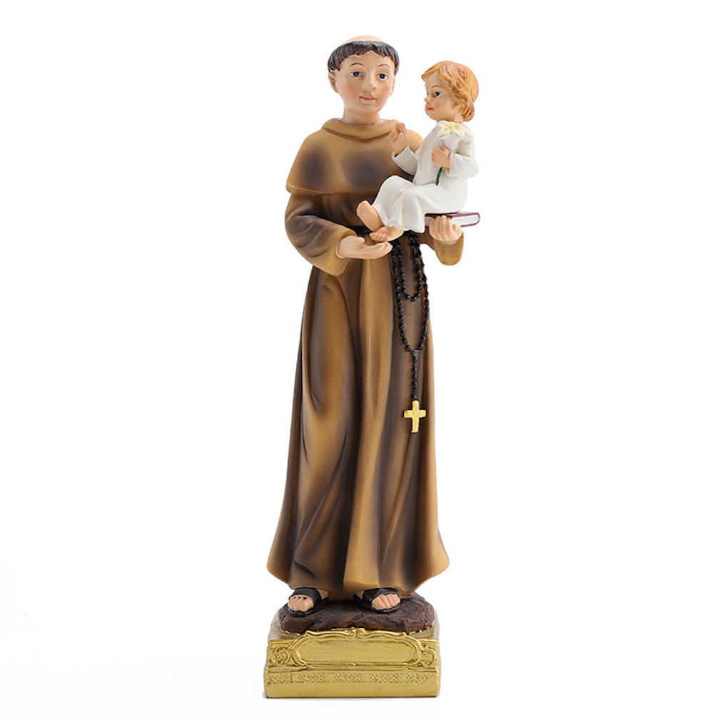 Estatueta De Ornamentos Sculpt St. Anthony Holding Baby Resin