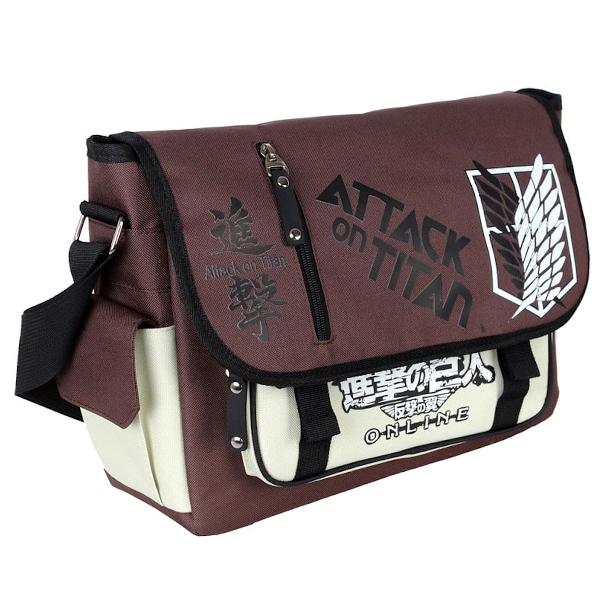 Bolsa Mensageiro Attack On Titans Anime Canvas Oxford 37x12x27cm