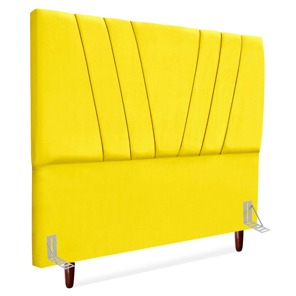 Cabeceira Casal 140 Cm Com Frame Belgica Suede Amarelo Artte