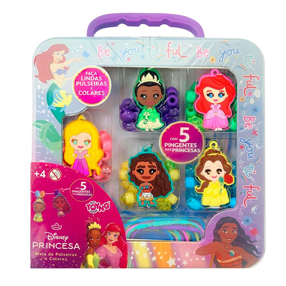 Kit Infantil Disney Princesas Maleta Pulseiras E Colares Toyng
