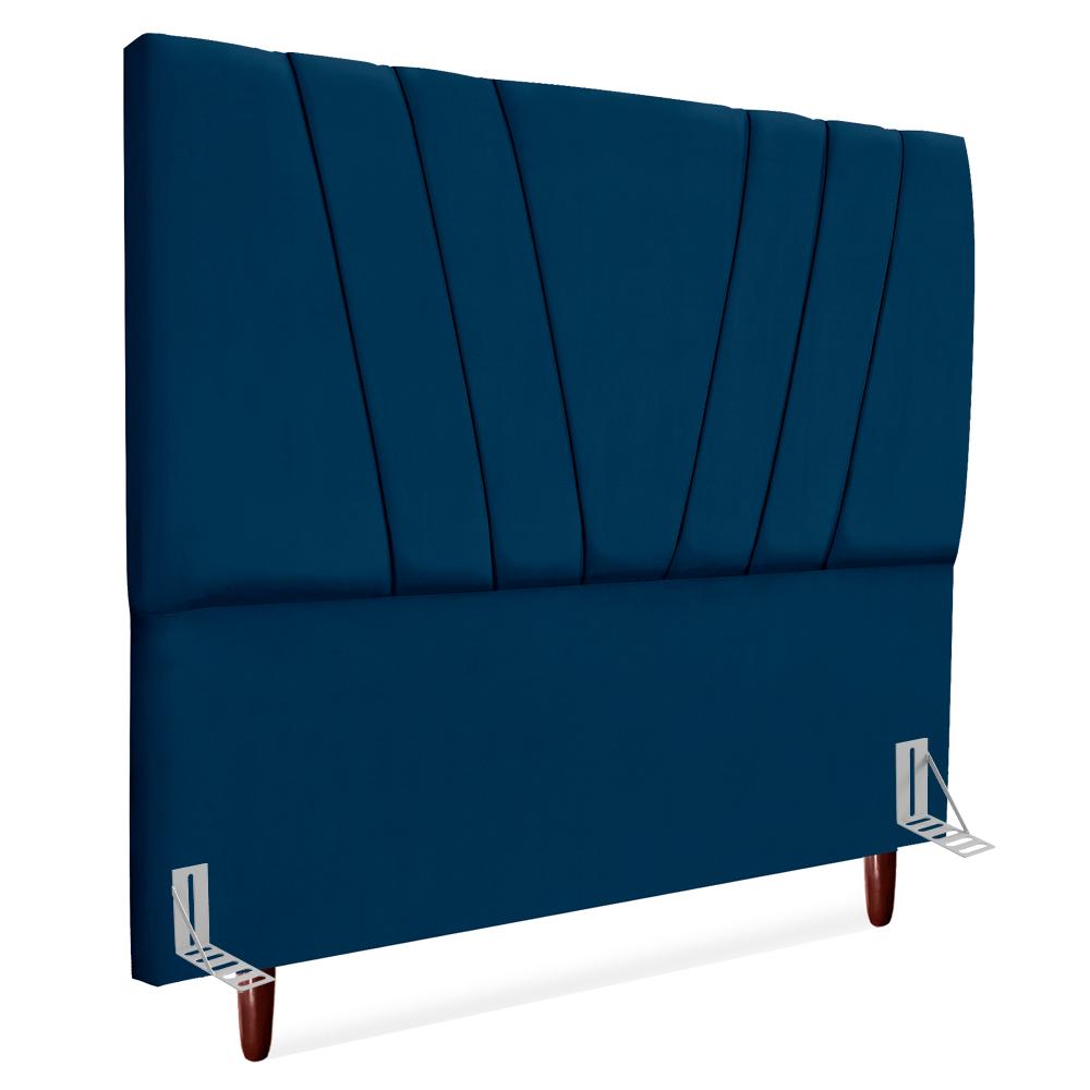 Cabeceira Casal 140 Cm Com Frame Belgica Suede Azul Marinho Artte