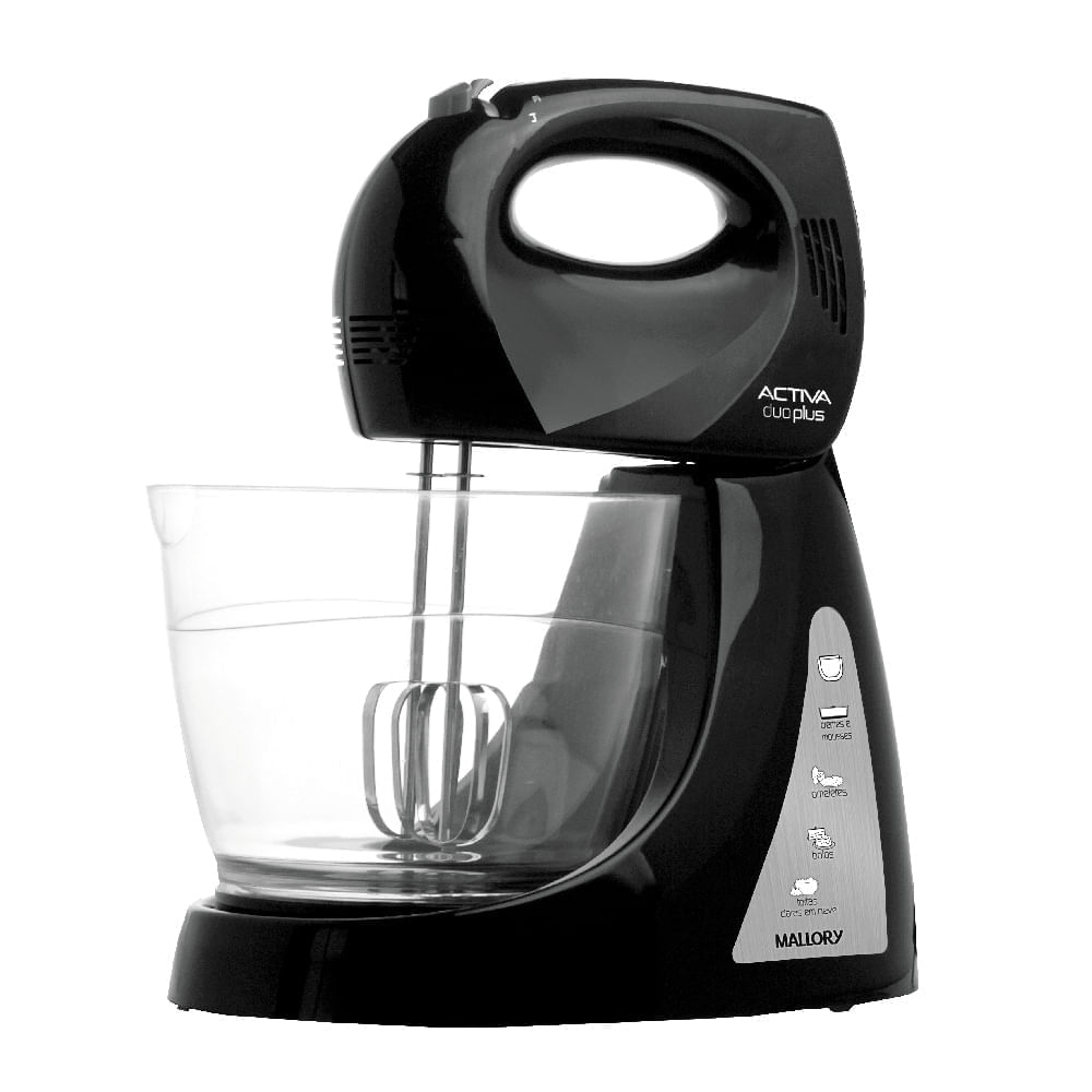 Batedeira Mallory Activa Duo Plus Preta 2 Tigelas