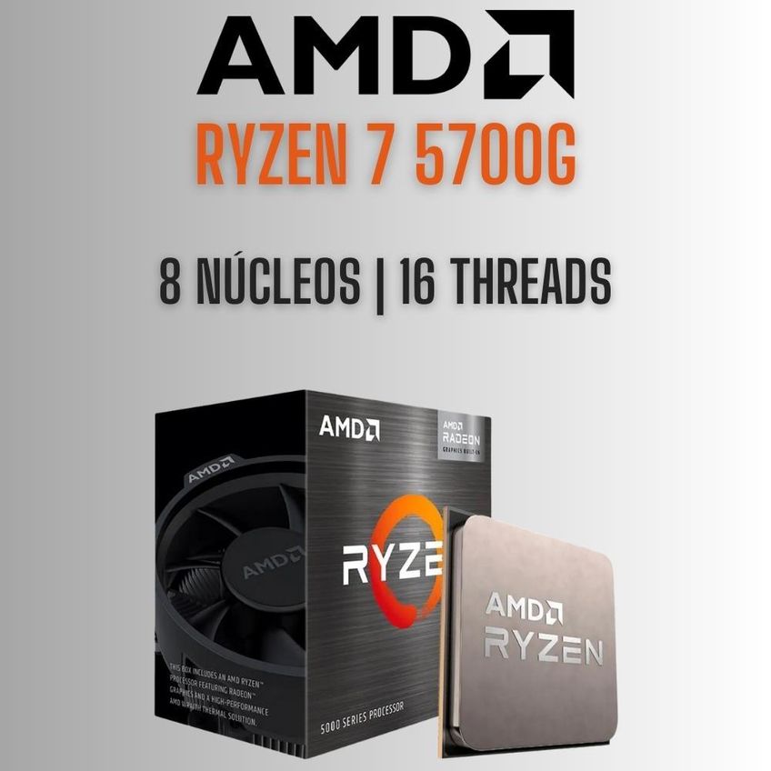 Pc Gamer Completo Amd Ryzen 7 5700G, Gráficos Radeon Vega 8, 16GB DDR4, SSD 512GB, Fonte 500W, Monitor 21.5" 75Hz, 3Green Force - 3F-016 - imagem 2