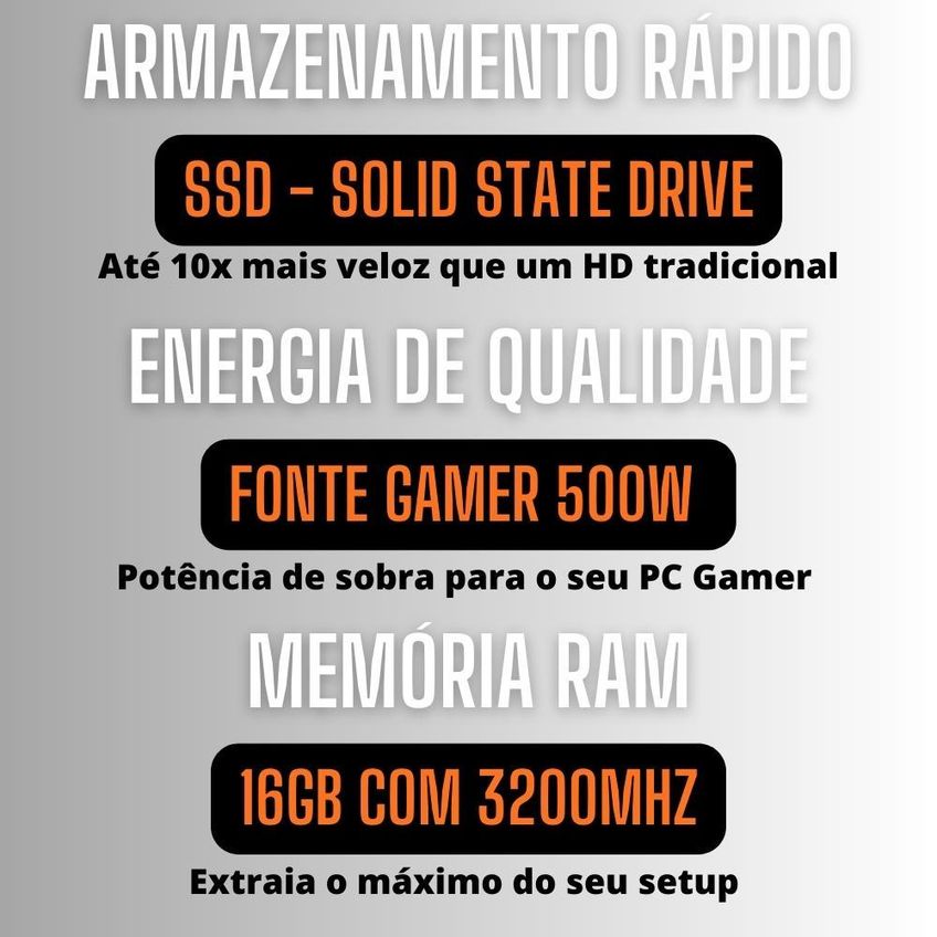 Pc Gamer Completo Amd Ryzen 7 5700G, Gráficos Radeon Vega 8, 16GB DDR4, SSD 512GB, Fonte 500W, Monitor 21.5" 75Hz, 3Green Force - 3F-016 - imagem 4