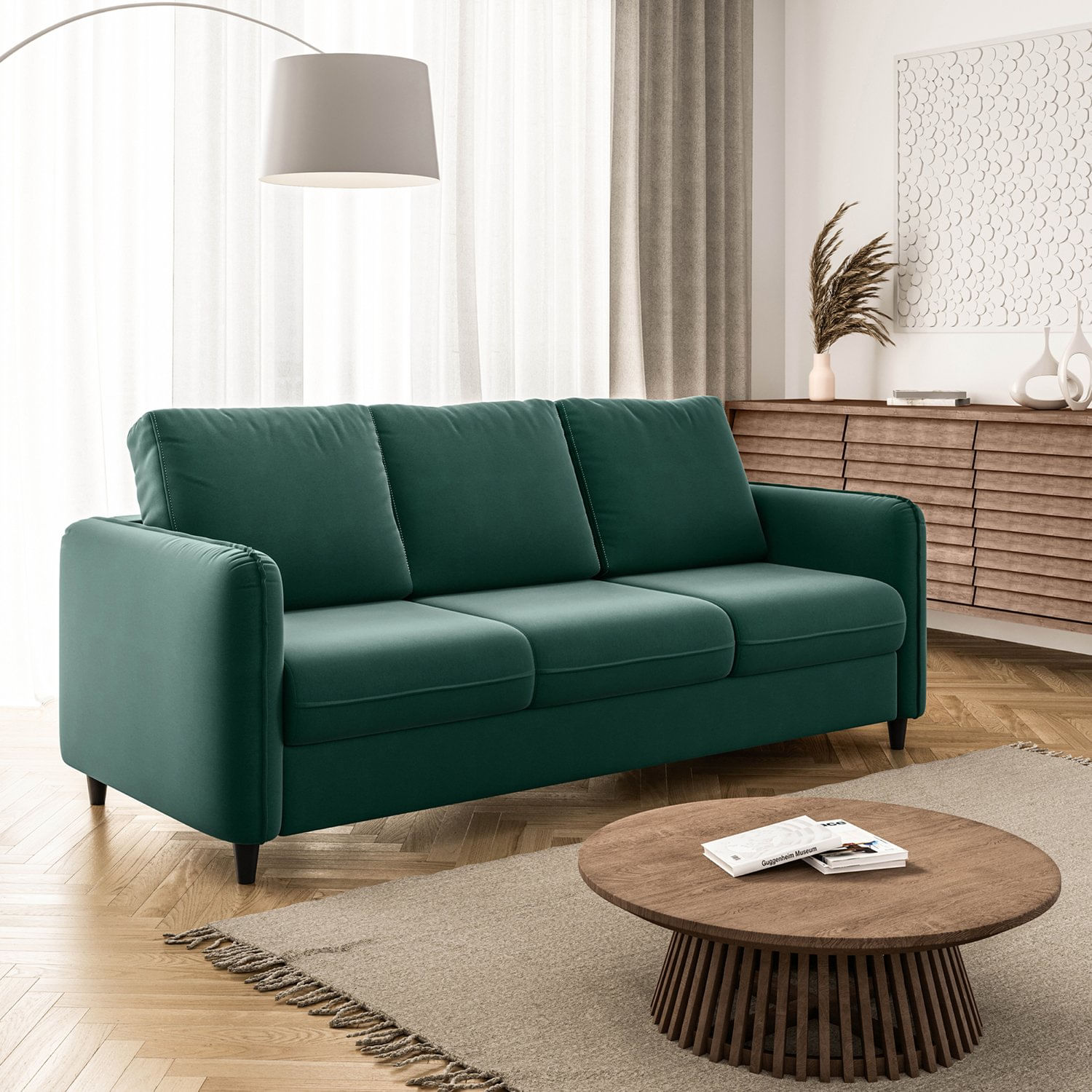 Sofá Orquídea 3 Lugares Em Veludo Cabecasa Madeiramadeira Verde