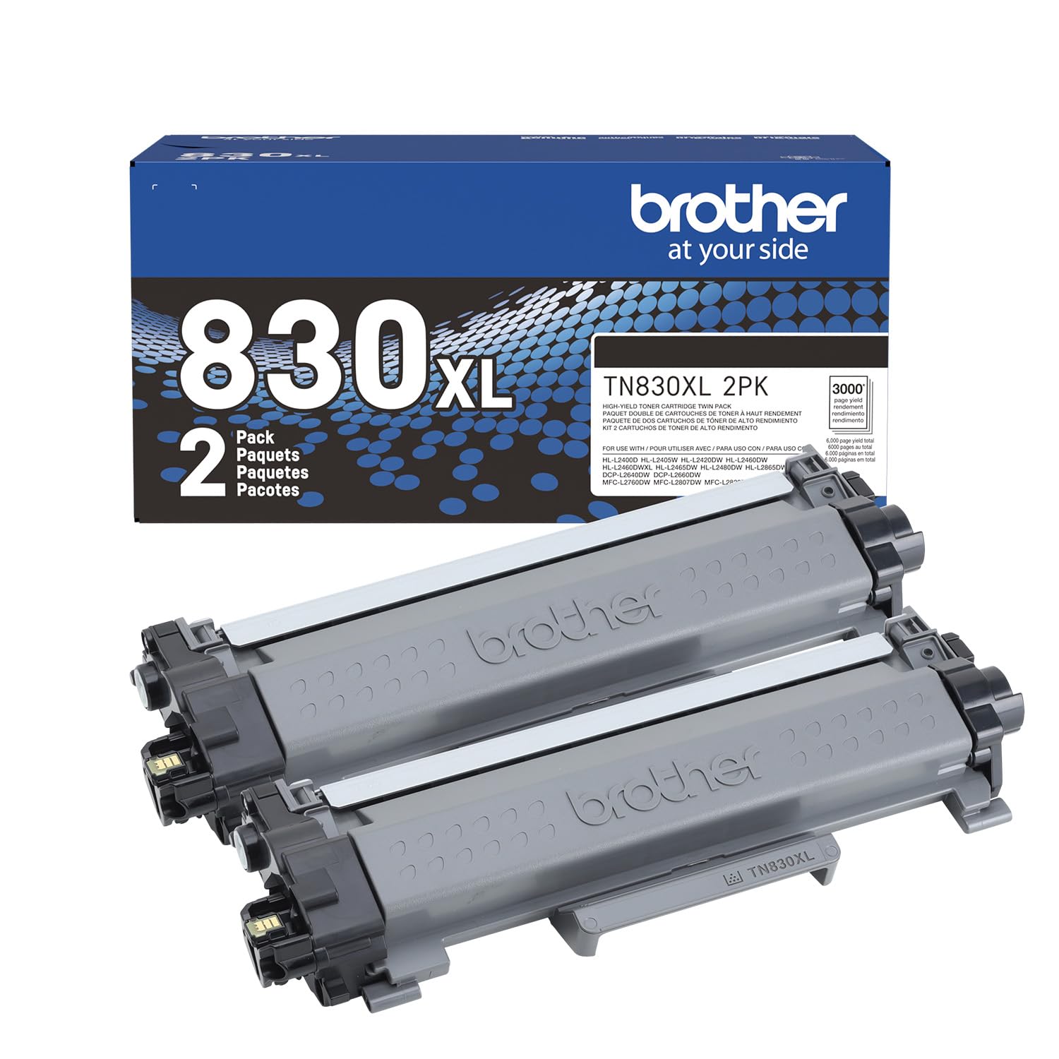 Cartucho De Toner Para Impressora Brother Tn830xl Preto, Pacote Com 2