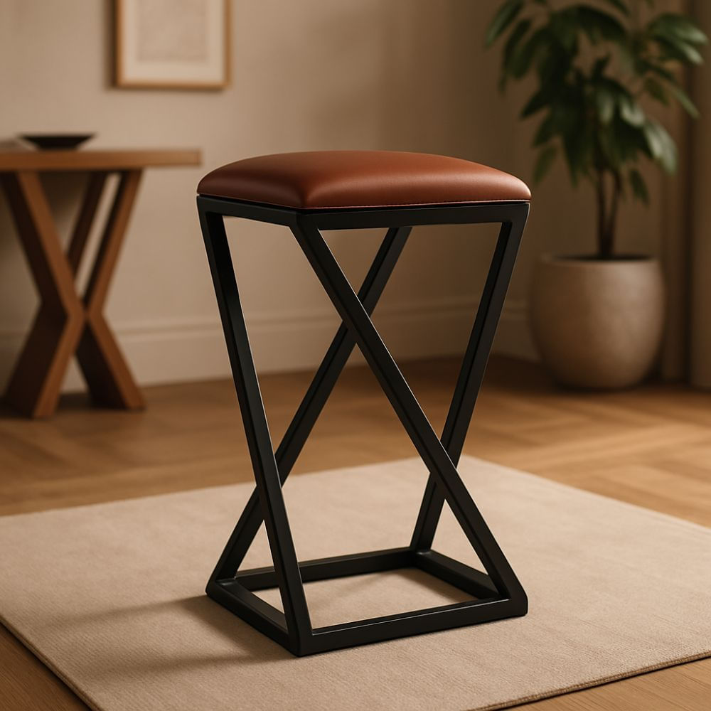 Banqueta Z 80 Cm Banco Cozinha Corino Bistrô Ferro Balcão