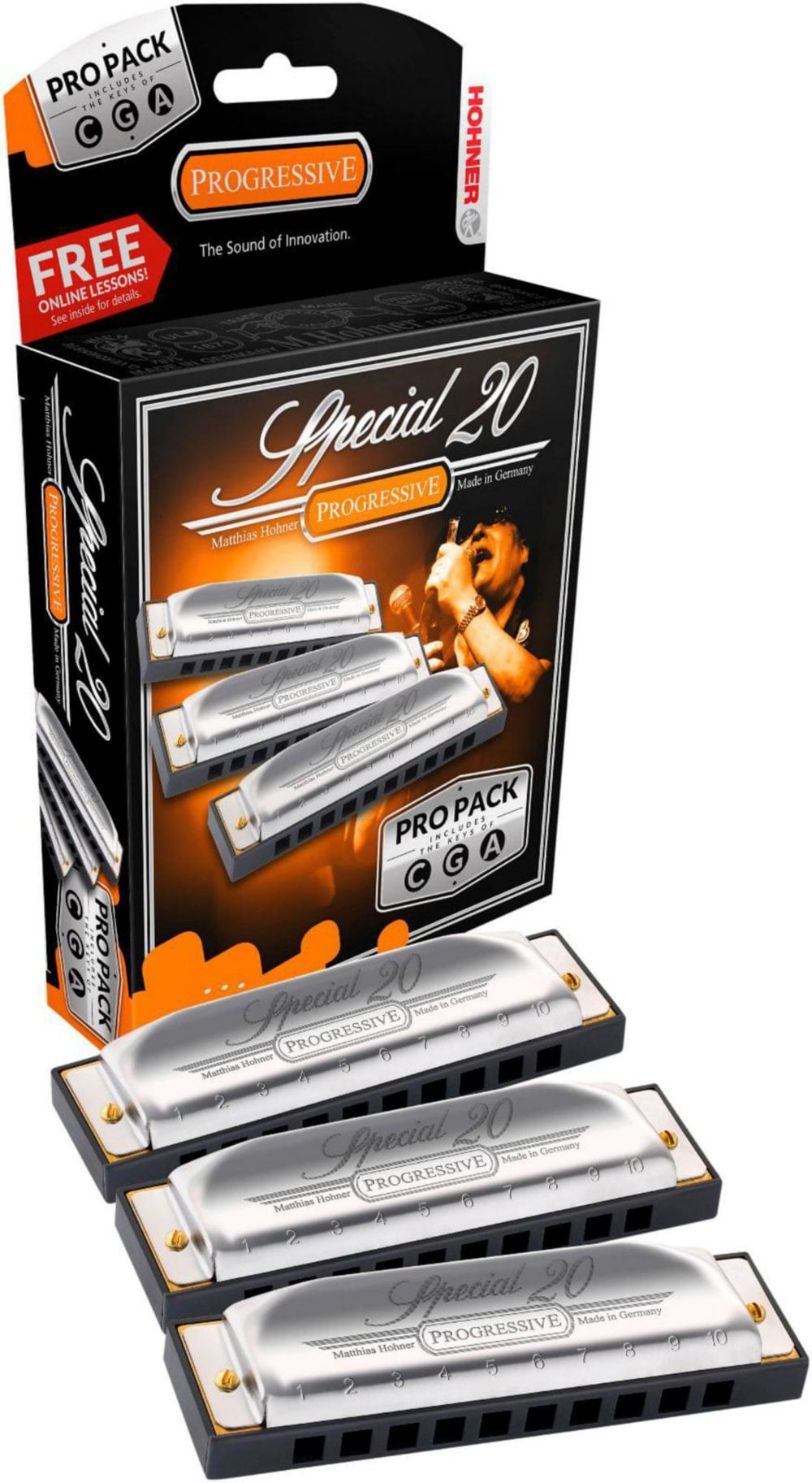 Pacote Com 3 Teclas Progressivas Hohner Harmonica Special 20 C G A