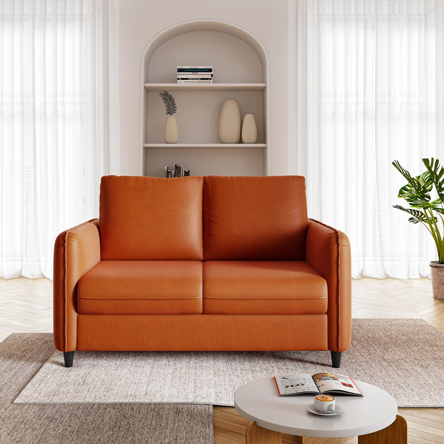 Sofá Orquídea 2 Lugares Em Veludo Cabecasa Madeiramadeira Terracota