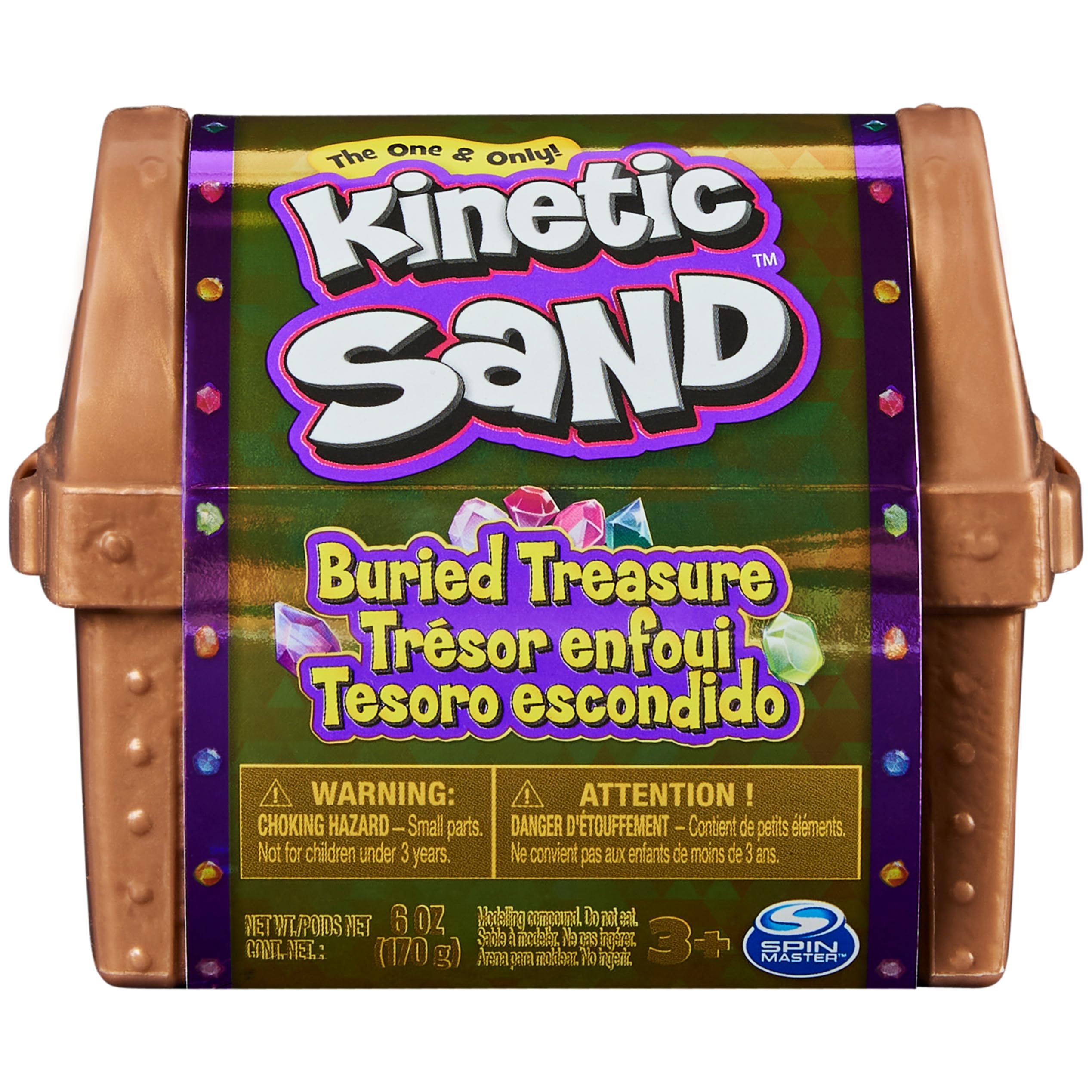 Toy Kinetic Sand Hidden Treasure Com 170 G De Areia, Baú, Chave E 3 Moedas