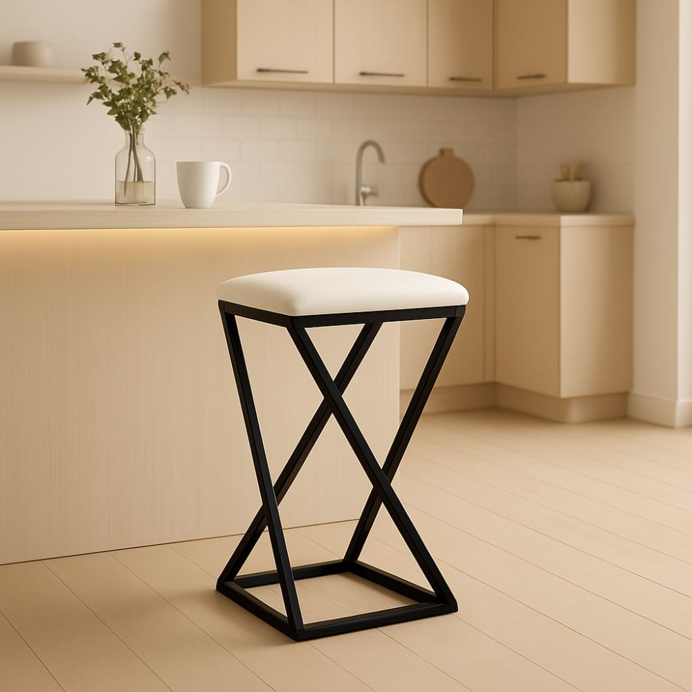 Banqueta Z 80 Cm Banco Cozinha Corino Bistrô Ferro Balcão