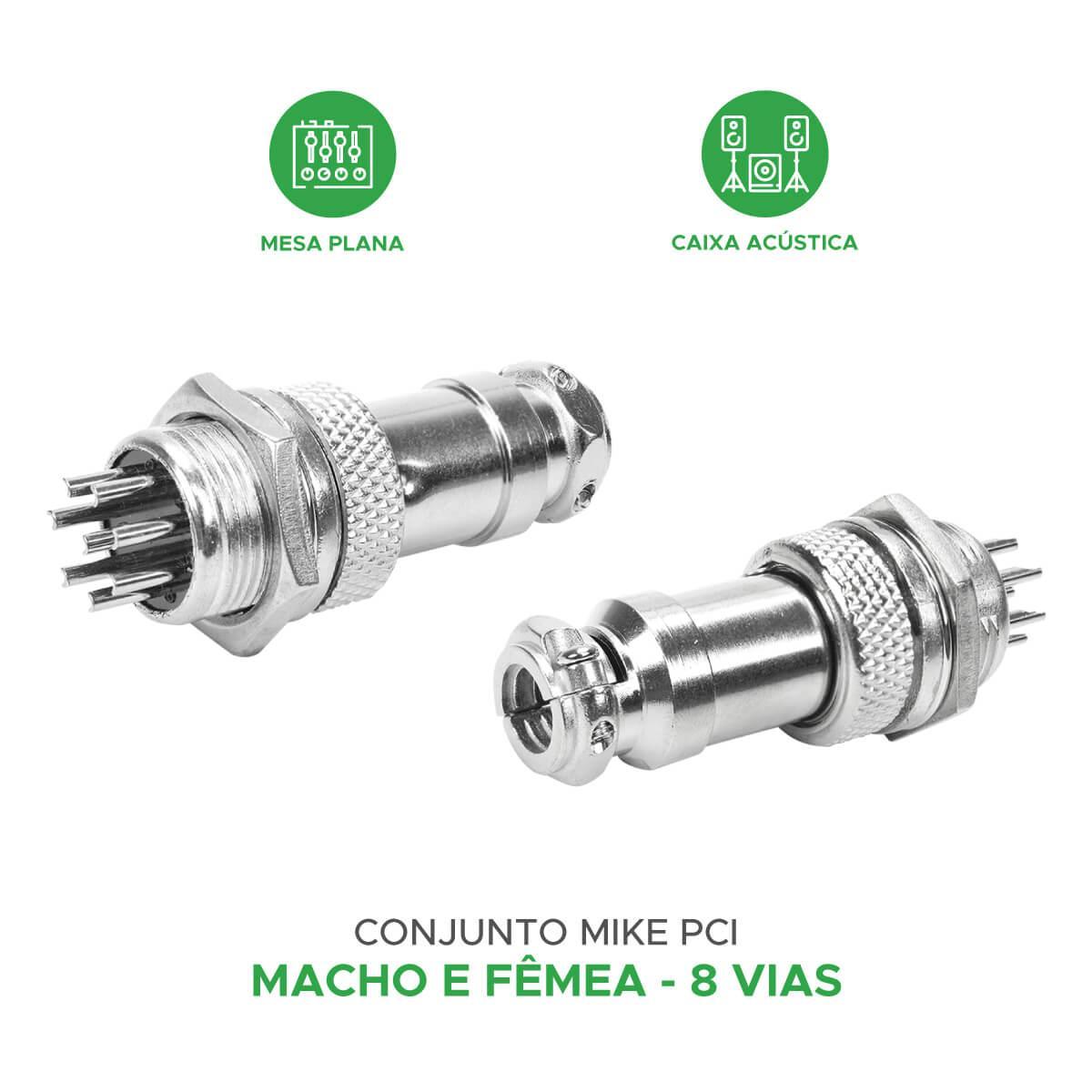 5x Conjunto Plug Conector Mike Kit Macho E Fêmea 8 Pinos - Carrefour