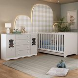 Berço Americano 3 Em 1 Com Cômoda 2 Portas 4 Gavetas Doçura Multimóveis Mp4729 Branco/off White