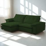 Sofá Retrátil E Reclinável Veludo 2,10m Lisboa - Conforto Premium E Design Elegante | Lansof Brasil Cores Verde