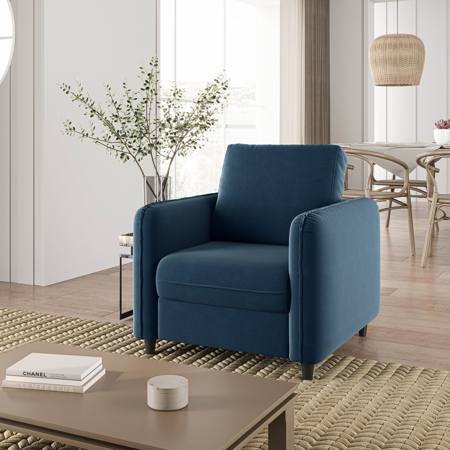 Poltrona Em Veludo Orquídea Cabecasa Madeiramadeira Azul