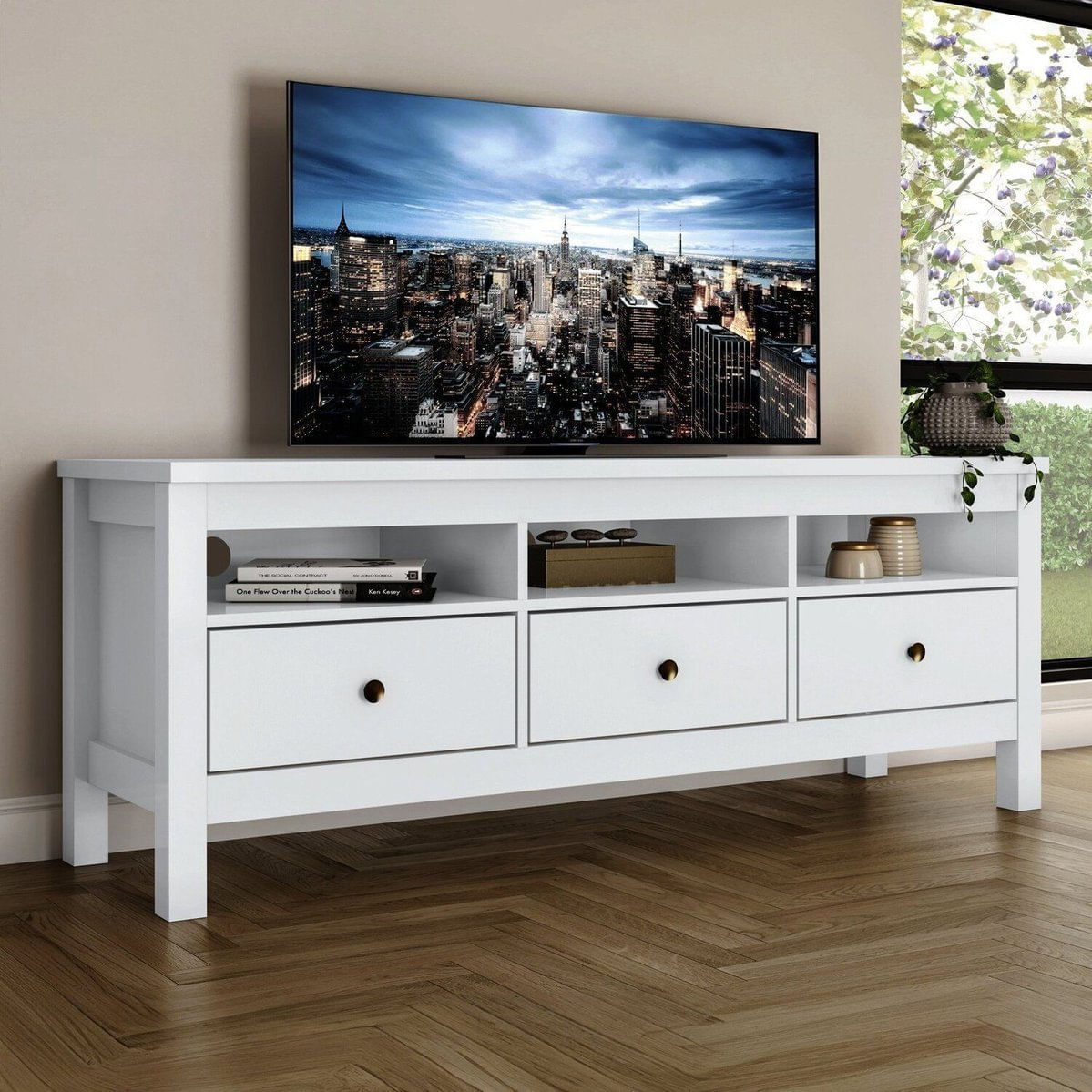 Rack Indiana Com 3 Gavetas Branco Hp