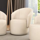 Poltrona Decorativa Orgânica Fixa Para Sala Malu Sintético Bege M11 - D'rossi