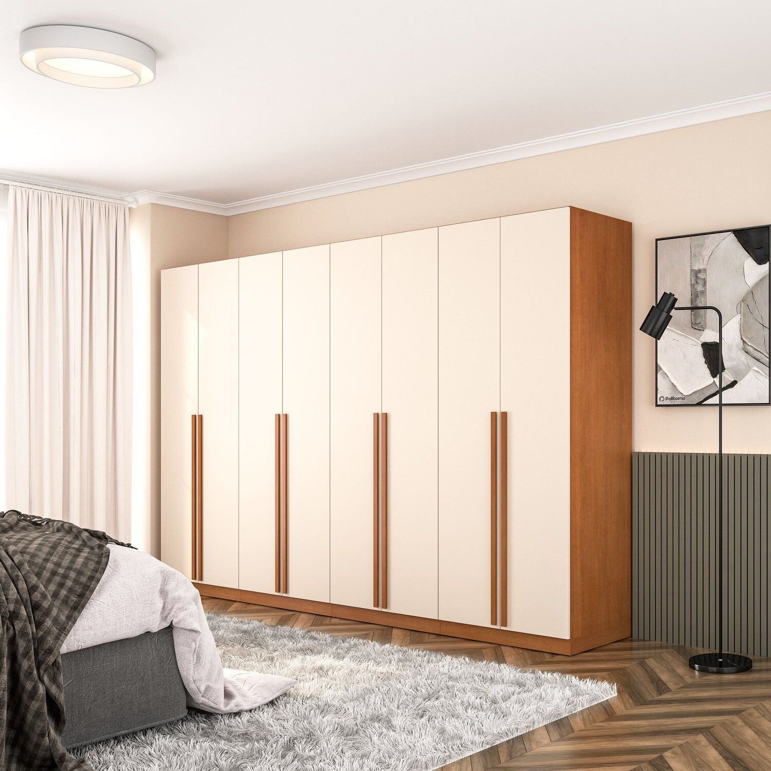 Guarda-Roupa 8 Portas Modular Sem Maleiro Luna Freijo/Creme