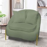 Poltrona Decorativa Orgânica Pé De Metal Dourado Zaya Bouclê C05 - D'rossi Menta