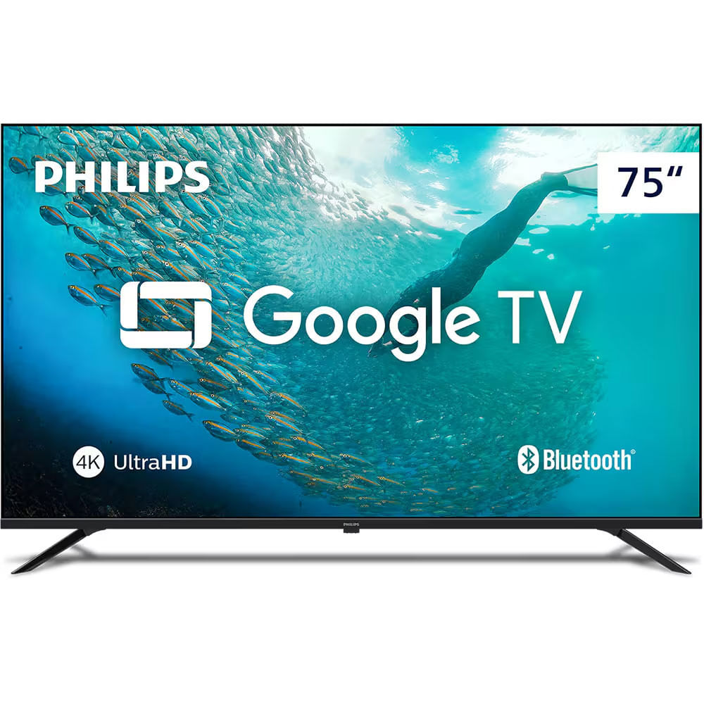 Smart TV 75 4K 75PUG7019/78 Google TV Dolby Audio Pixel Precise Preta Philips