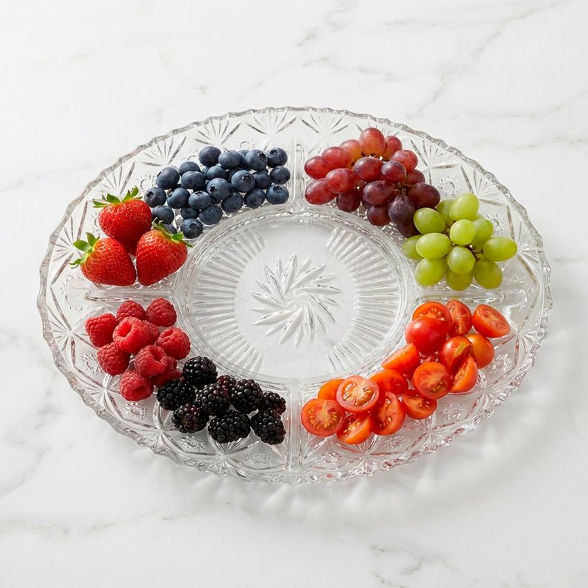 Fruteira Petisqueira Vidro Oval Com Divisórias Mesa 1,120ml - imagem 3
