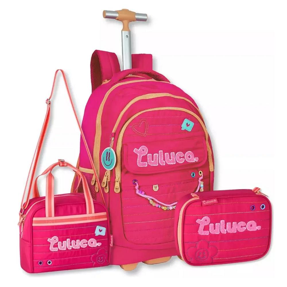 Mochila Luluca De Carrinho 19" Ref Lu24606 Rosa