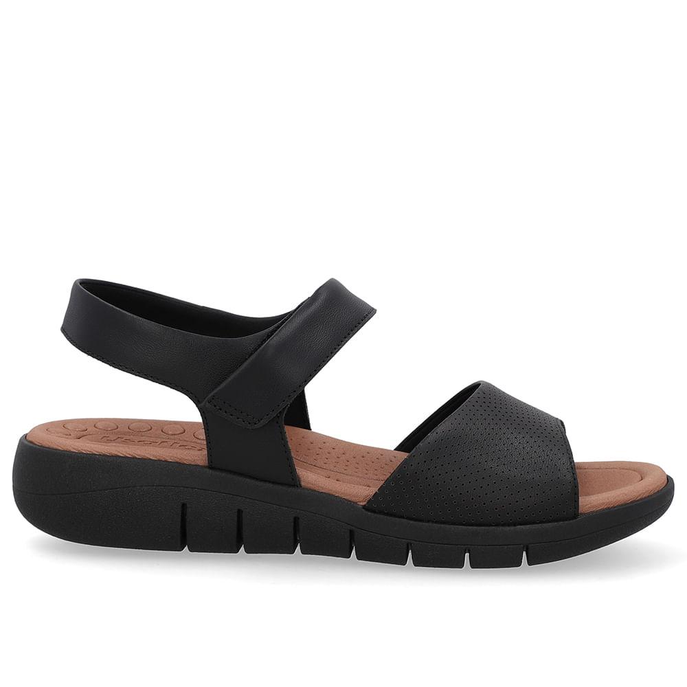 Sandalia Usaflex Plataforma Couro Ref Ud17001 Preto 039