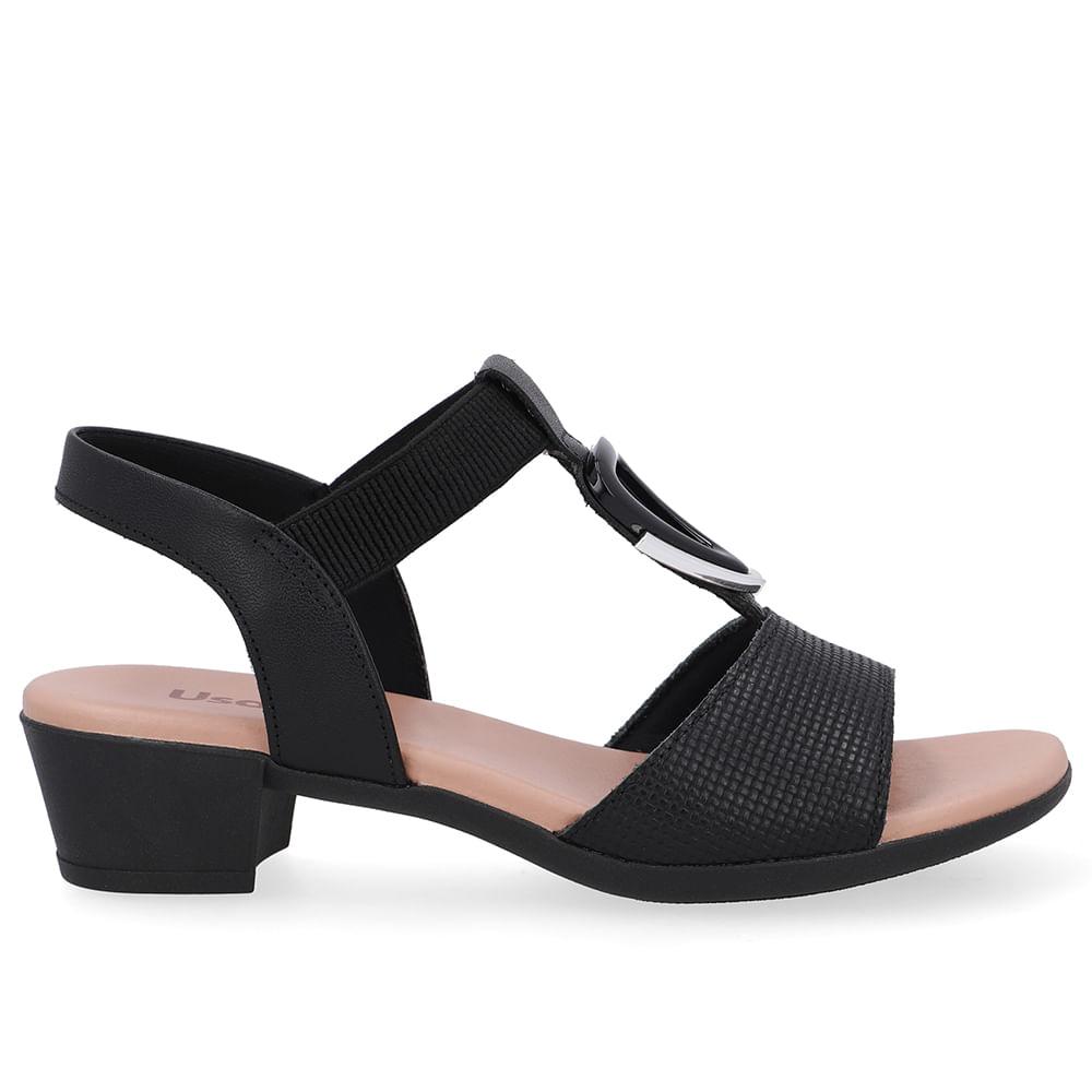 Sandalia Usaflex Salto Bloco Ref Ud12002 Preto 34