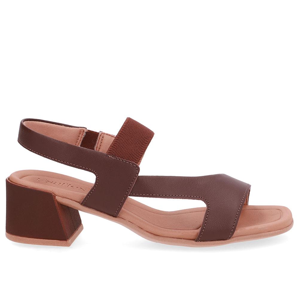 Sandalia Usaflex Elastico Couro Ref Ud25004 Marrom Escuro 040