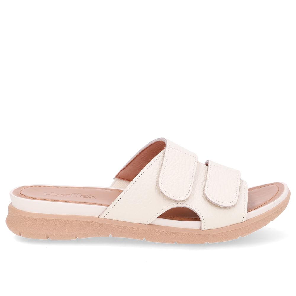 Tamanco Usaflex Slide Em Couro Ref Aa30017 Branco 36