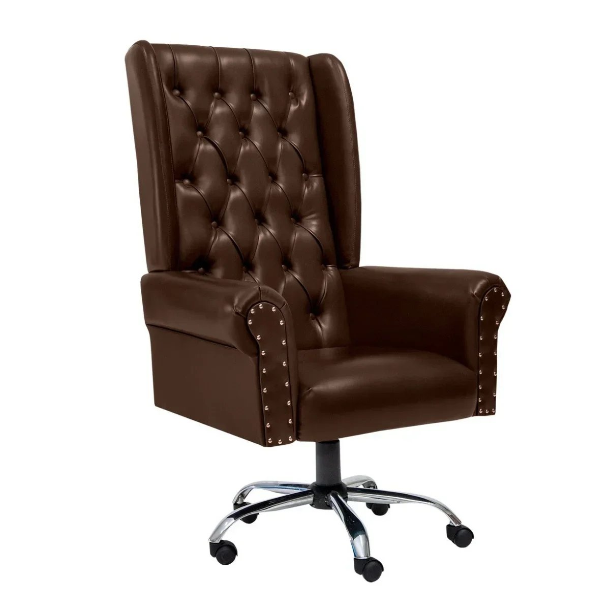 Poltrona Presidente Consul Chest Design Clássico Marrom Café