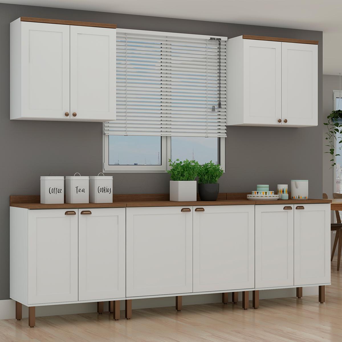 Armário De Cozinha Genialflex Iluminata 5 Peças Branco Ébano