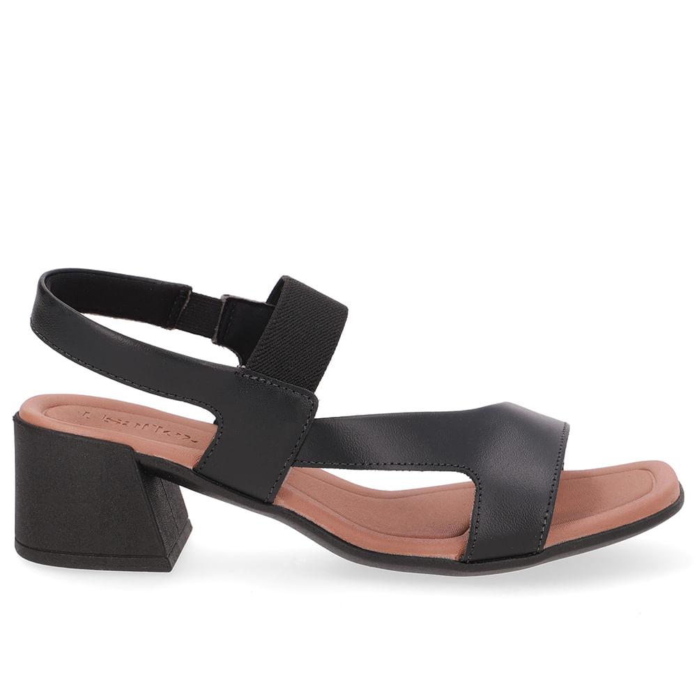 Sandalia Usaflex Elastico Couro Ref Ud25004 Preto 036