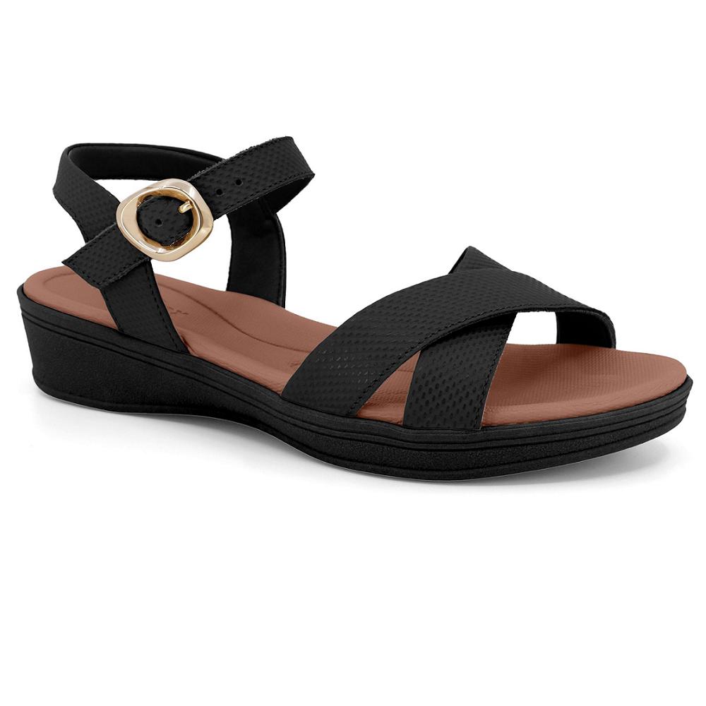 Sandalia Usaflex Em Couro Ref Ud04002 Preto 034