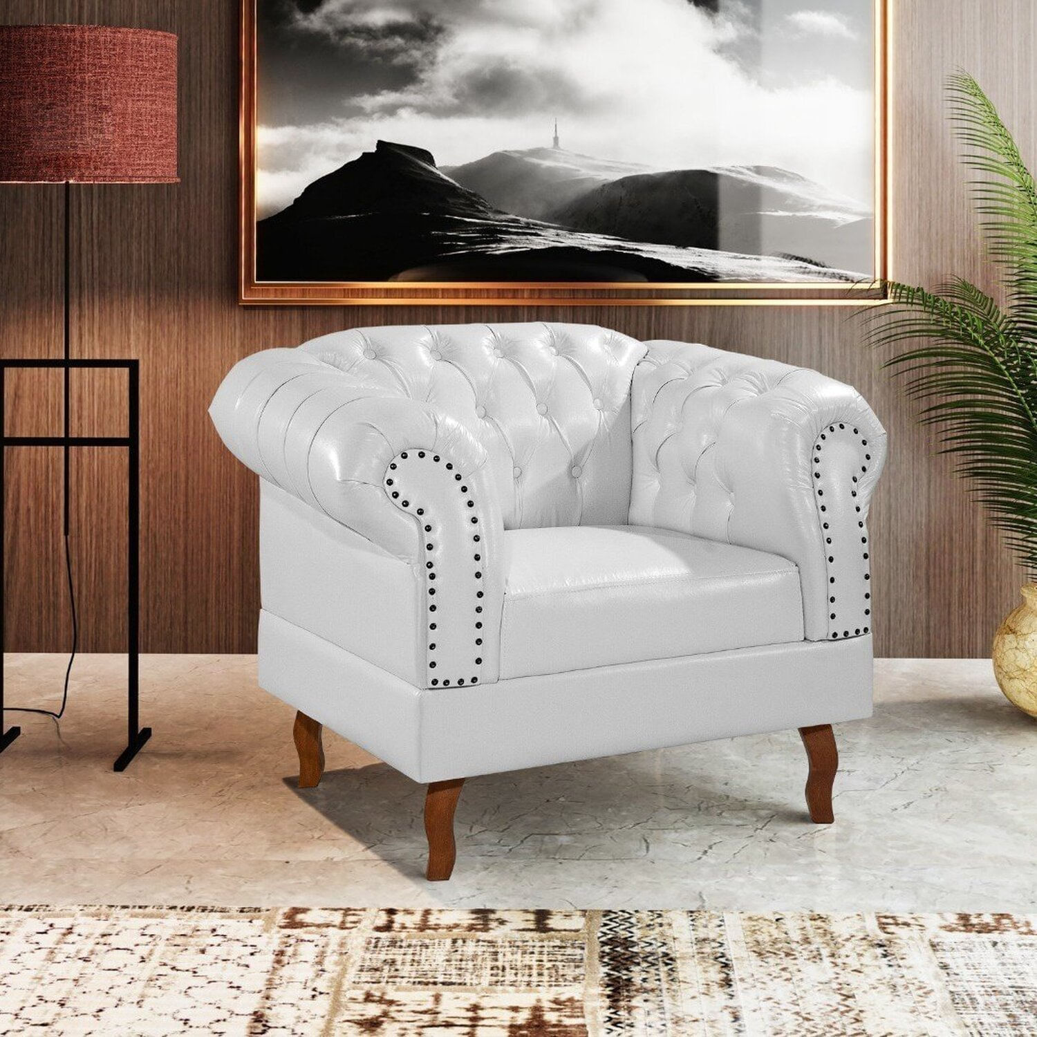 Poltrona Chest Duque 100x82cm Courano Branco