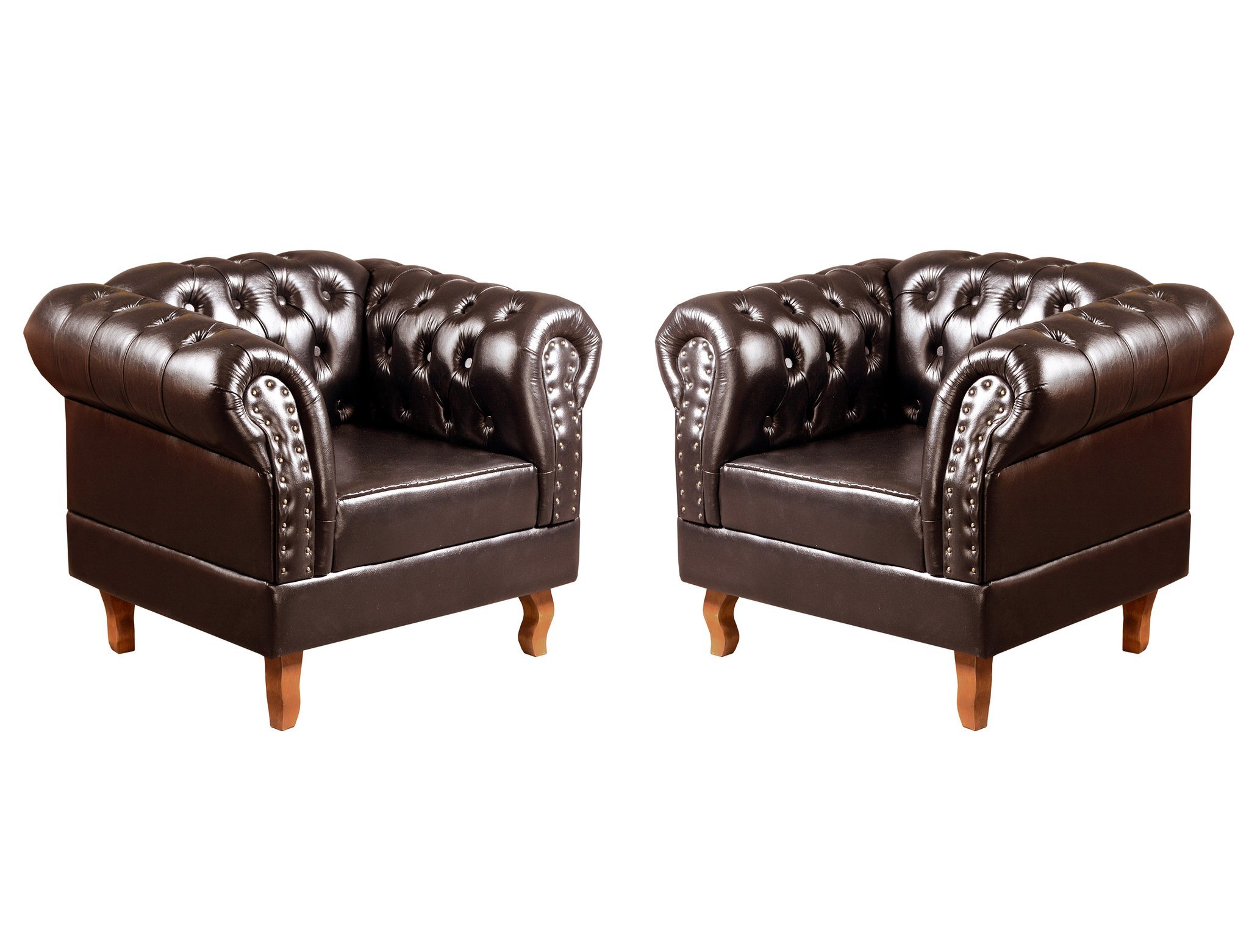 Conjunto 2 Poltronas Chesterfield Dom Pedro Decoração Sala Recepção Retrô Café