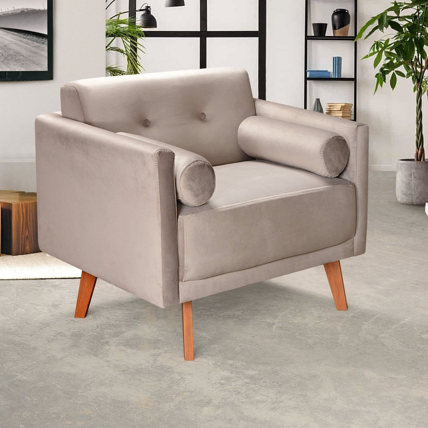 Poltrona Moderna Decoração Sala, Varanda, Recepção Luma Cinza Capuccino