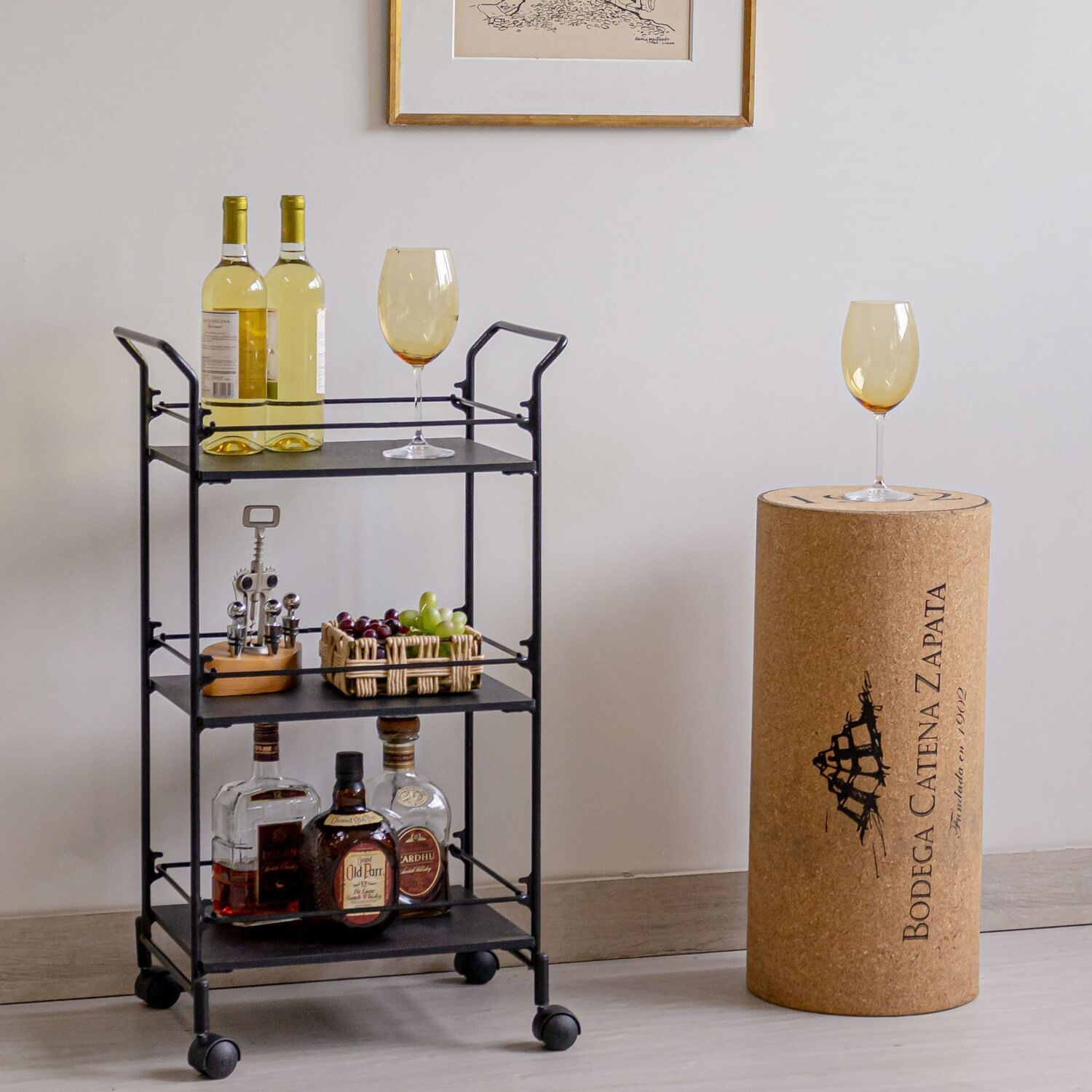 Carrinho De Bebidas Decorativo Retangular 3 Andares Preto