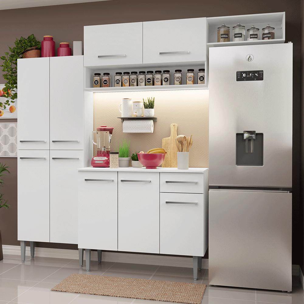 Armário De Cozinha Completa 229cm Branco Emilly Madesa 18xa